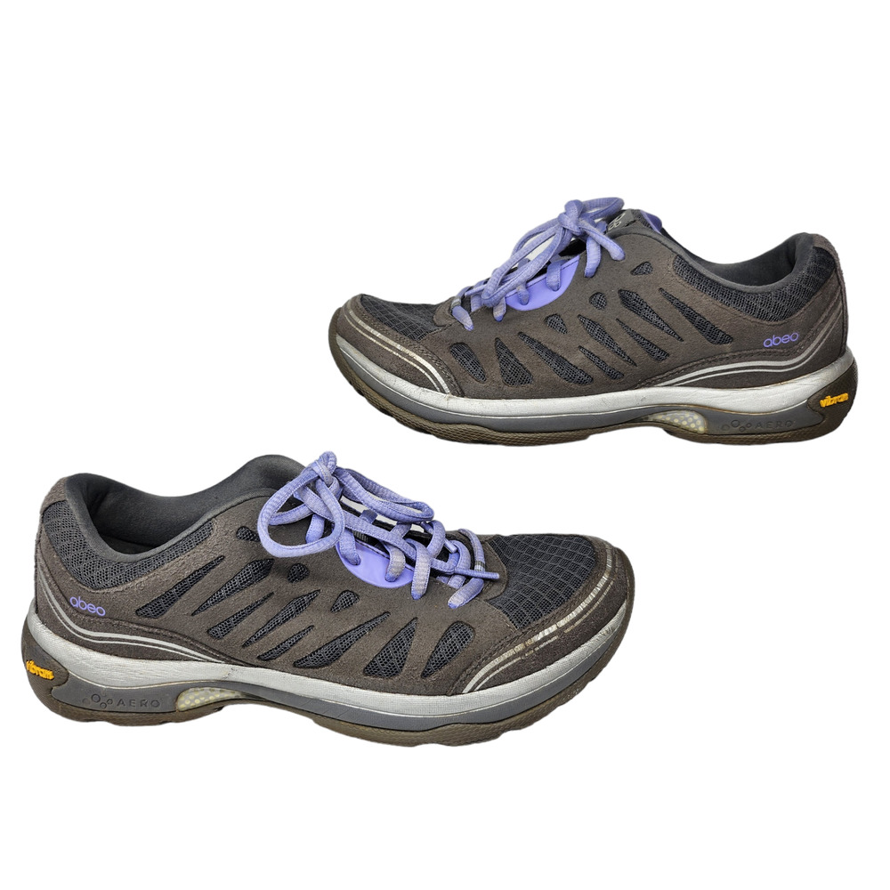 Abeo Aero Shoes Womens Gray Purple Vibram Hiking Trail Sneakers